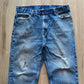 Vintage Distressed Paint Splatter Blue Denim Jeans