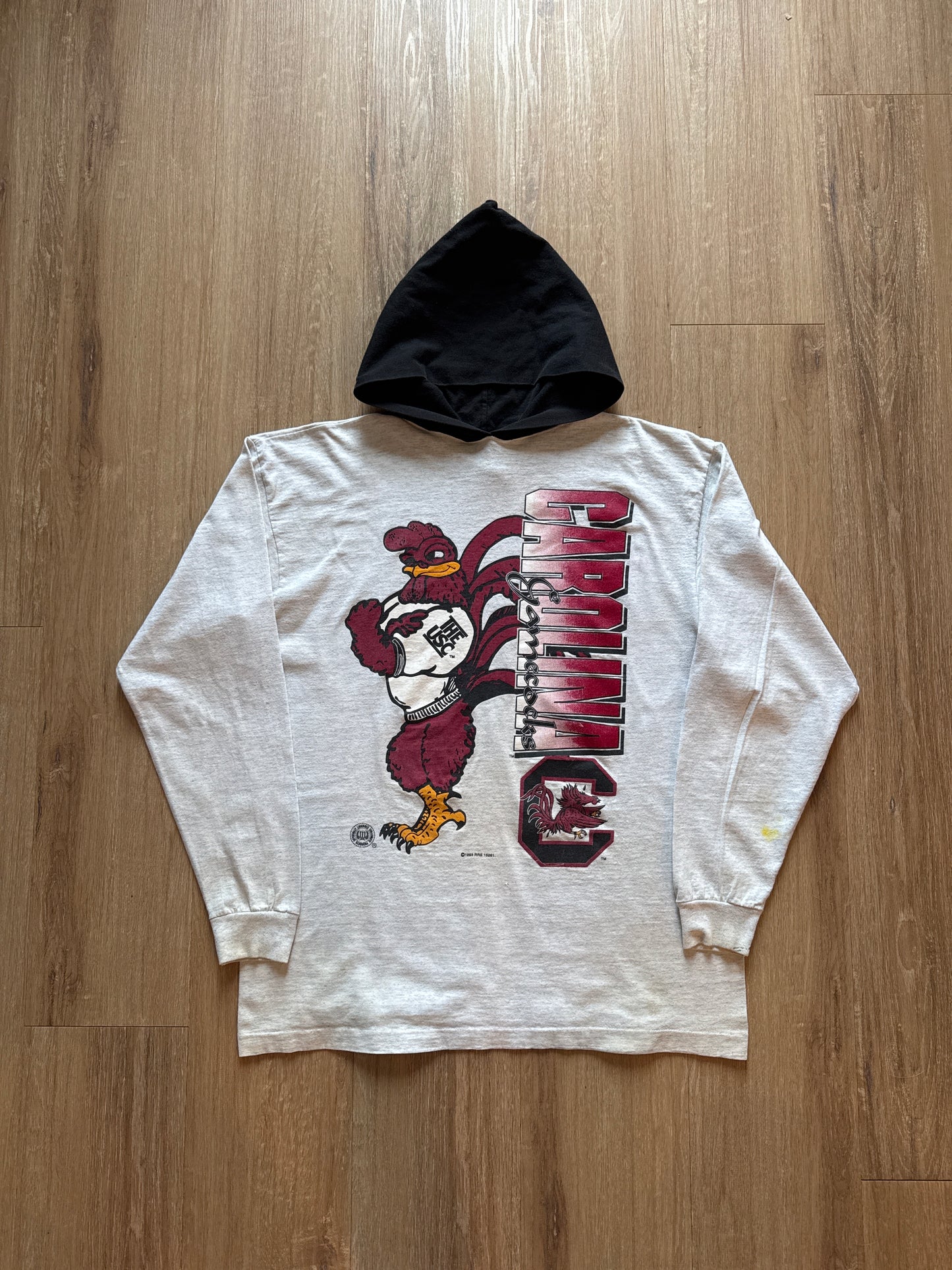 Vintage 1993 The University Of South Carolina Gamecocks Hooded Long Sleeve