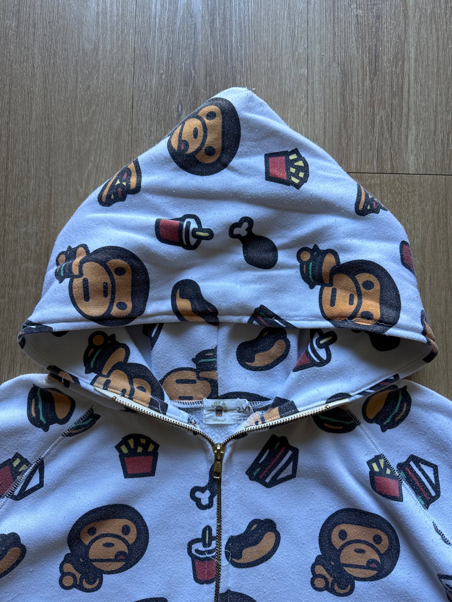 Vintage 90s Baby Milo Junk Food All Over Print Hooded Zip Up