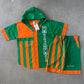 Vintage 90s University Of Miami Hurricanes Hooded Tee Shorts Set