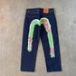 Evisu Embroidered Japanese Wave Art Salvage Denim Jeans