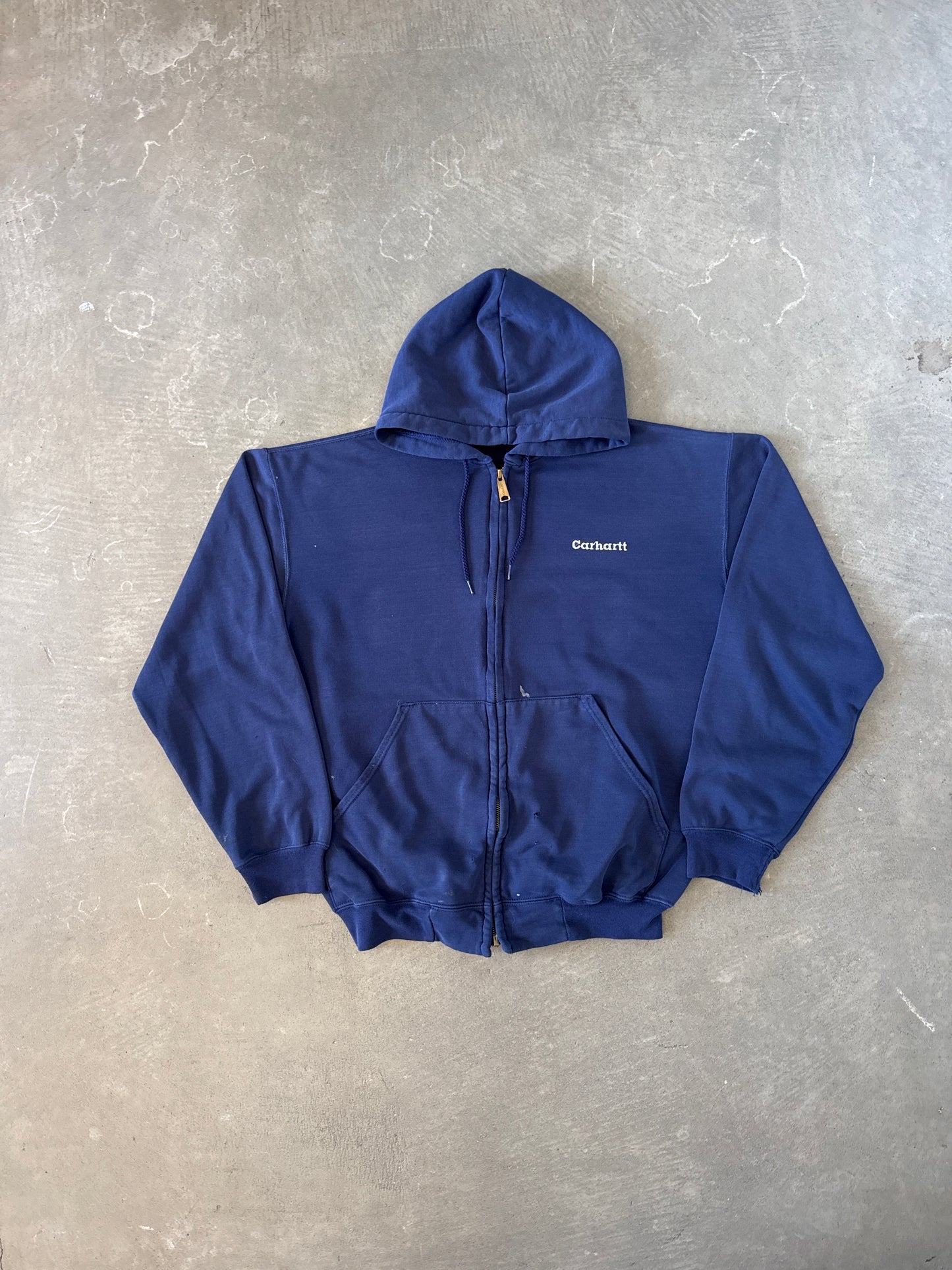 Vintage 90s Carhartt Embroidered Navy Hooded Zip Up
