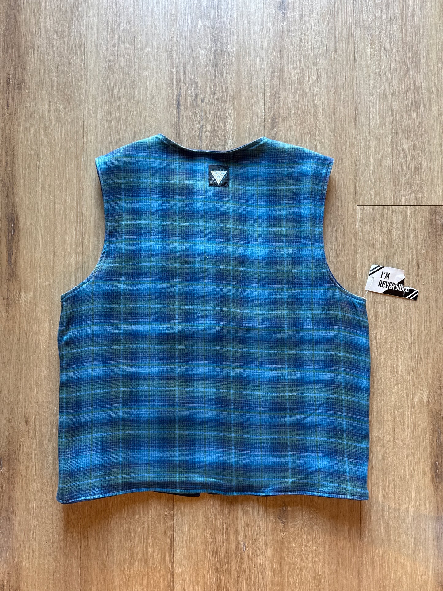 Vintage 90s Be-Bop Plaid Cargo Reversible Vest