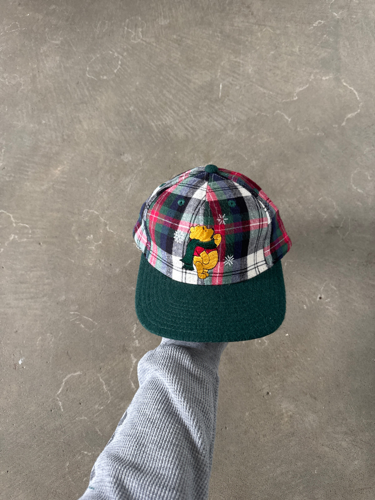 Vintage 90s Mickey Mouse Plaid Leather Strap-back Hat