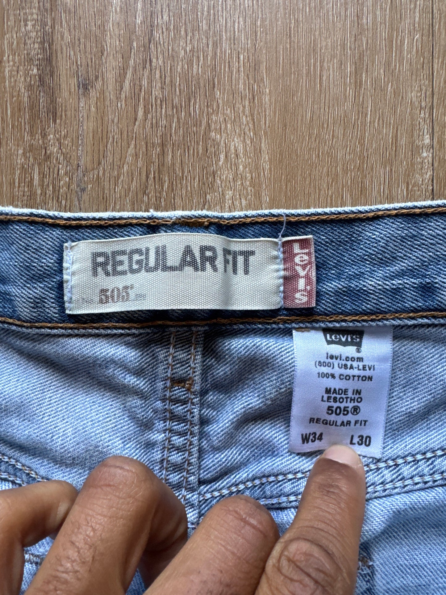 Levi’s 505 Regular Fit Distressed Light Washed Blue Denim Jeans