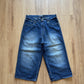 Y2K Attitude Premium Denim Long Shorts Jorts