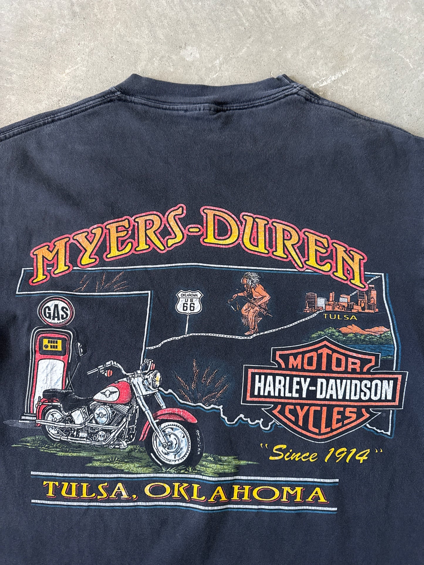 Vintage Harley Davidson Myers Duren Tulsa Oklahoma Tee