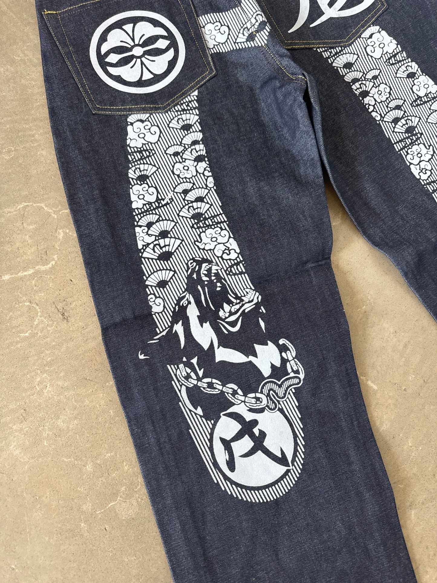 Evisu Gray Dog Japanese Art Selvedge Denim Jeans
