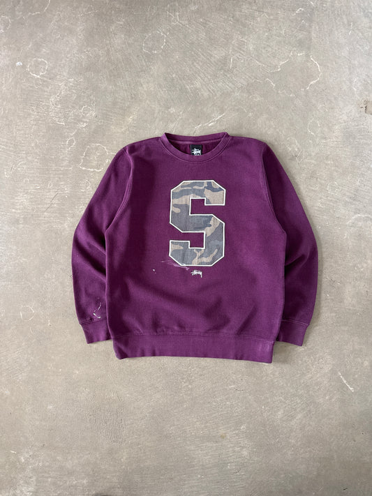 Y2K Stussy Camo S Logo Embroidered Sweatshirt