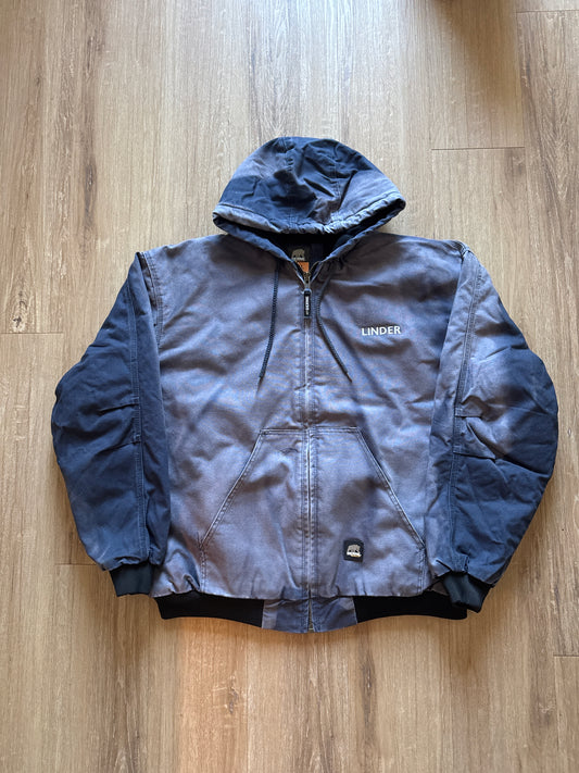 Vintage Berne Workwear Navy Sunfaded Hooded Work Jacket