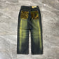 Y2K Camo Green Tint Denim Jeans