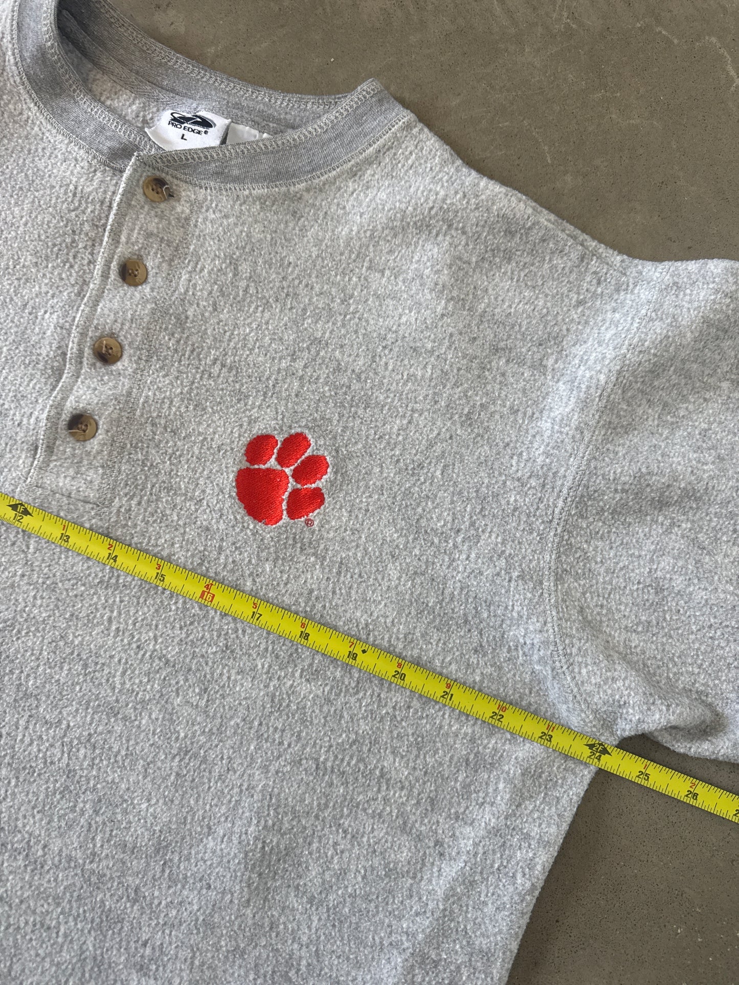 Vintage Pro Edge Clemson University Tigers Quarter Button Up Sweatshirt