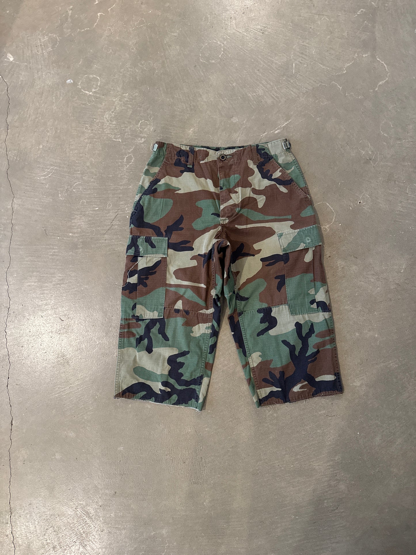 Vintage Military Camo Cargo Long Shorts
