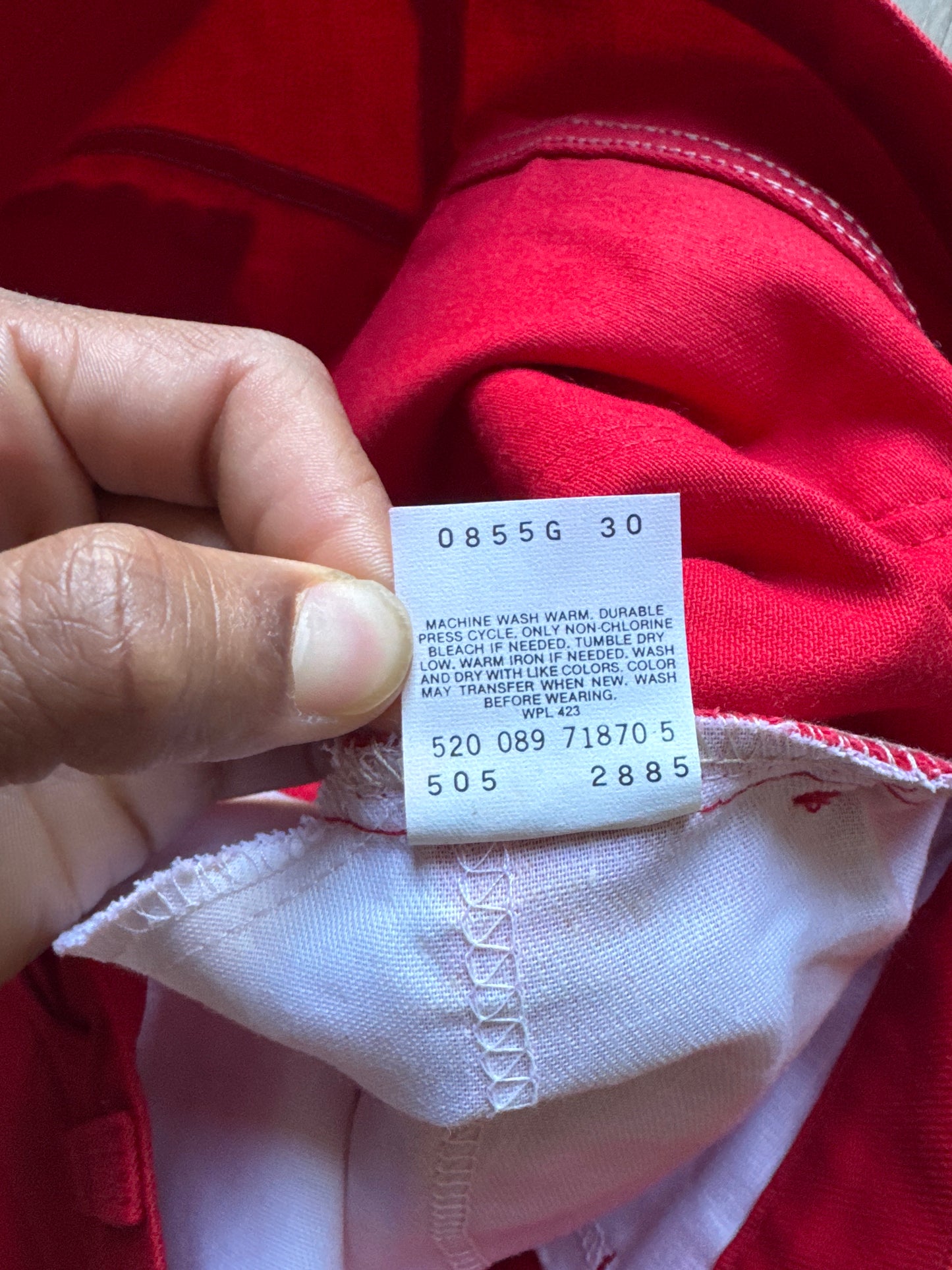 Vintage 1989 Levi’s 505 Red Over-dyed Denim Jean