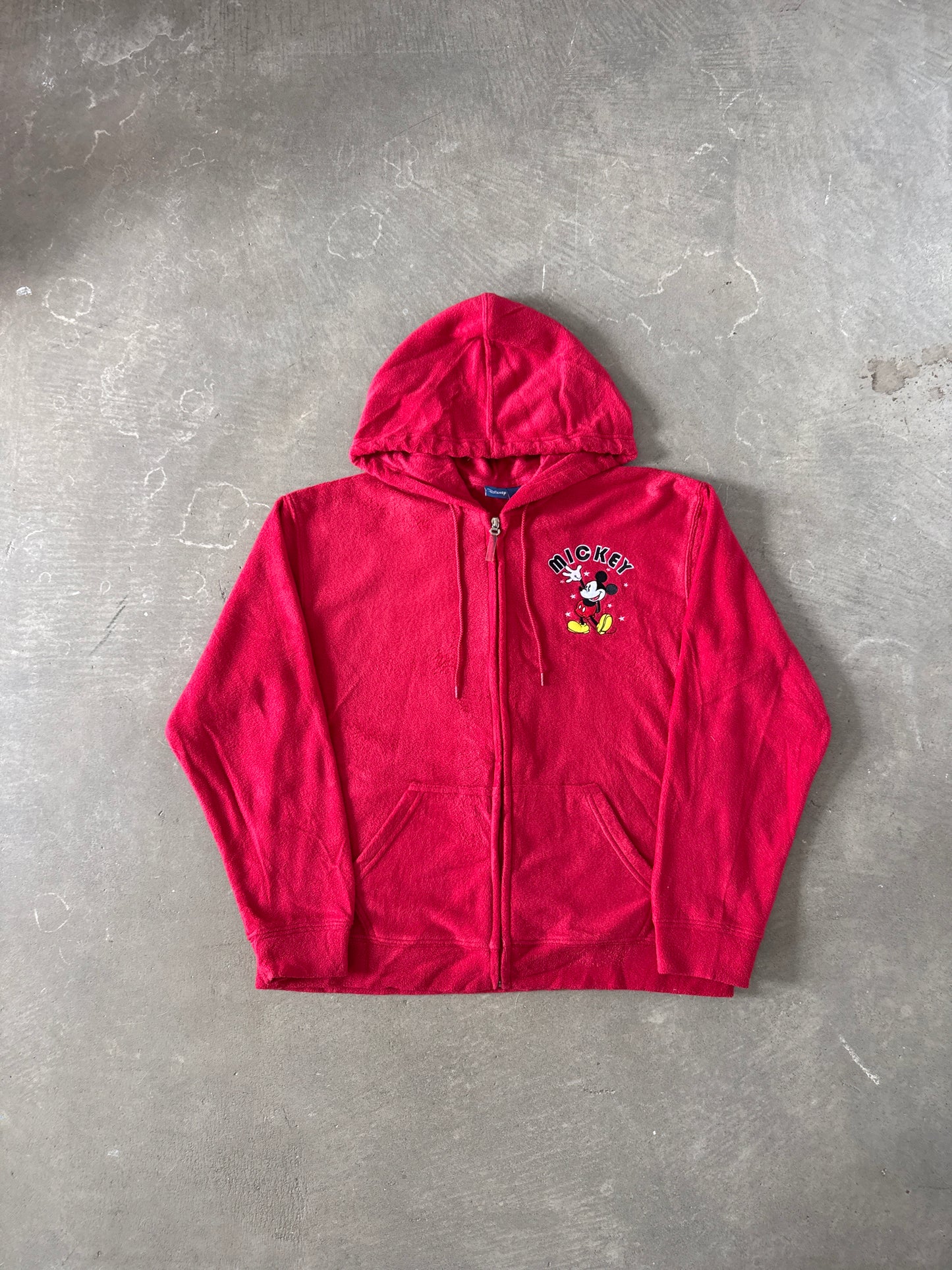 Vintage Disney Mickey Mouse Fleece Embroidered Hooded Zip Up