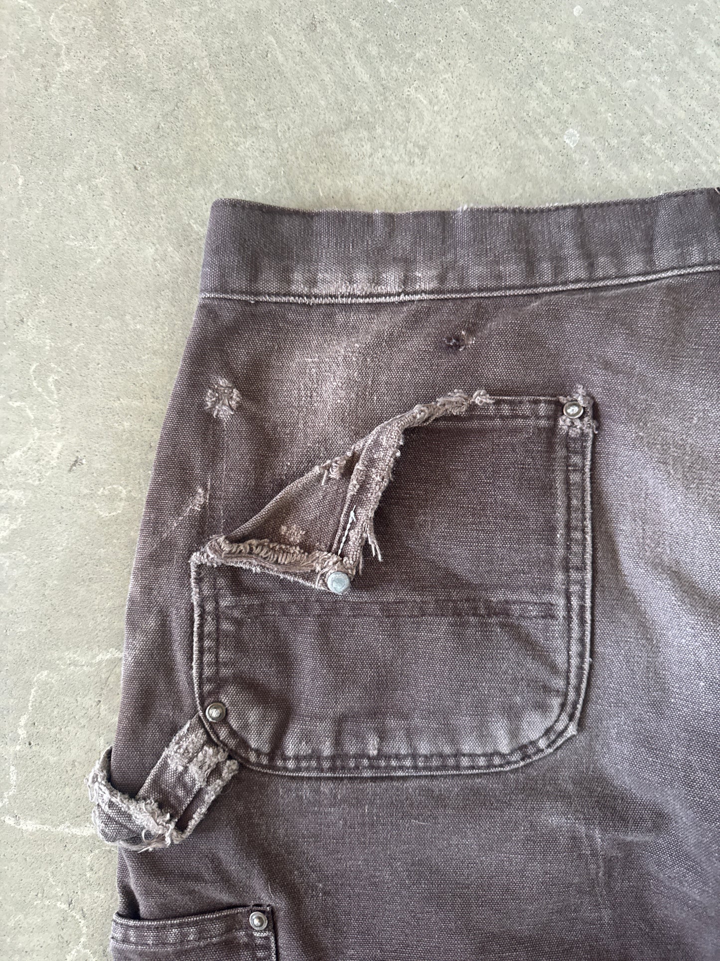 Vintage Carhartt Distressed Faded Brown Double Knee Cut Off Shorts