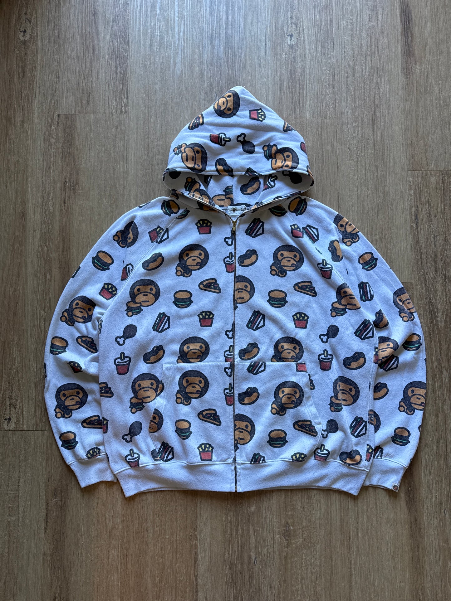 Vintage 90s Baby Milo Junk Food All Over Print Hooded Zip Up