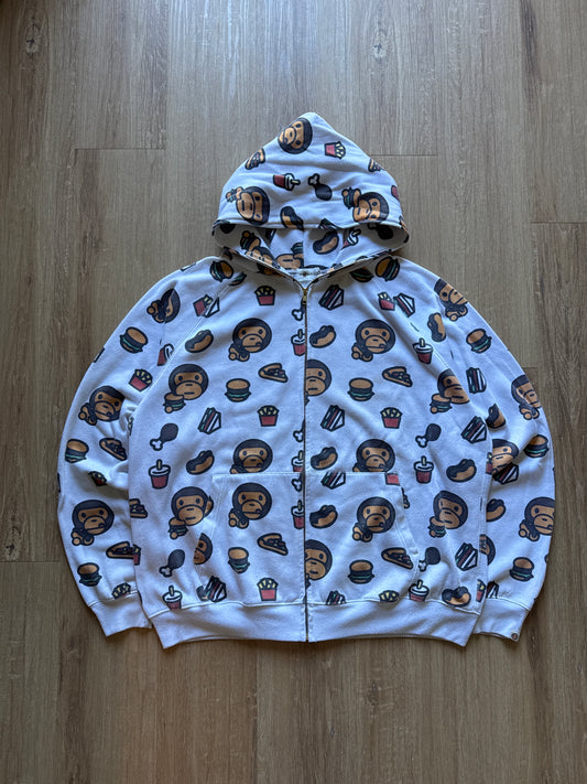 Vintage 90s Baby Milo Junk Food All Over Print Hooded Zip Up