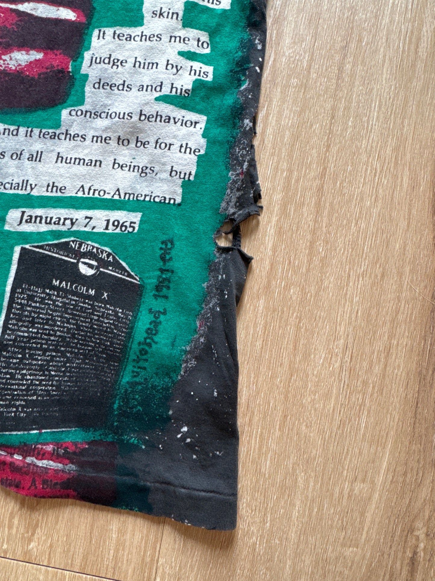 Vintage 90s Malcolm X Mosquito Head Thrashed Tee