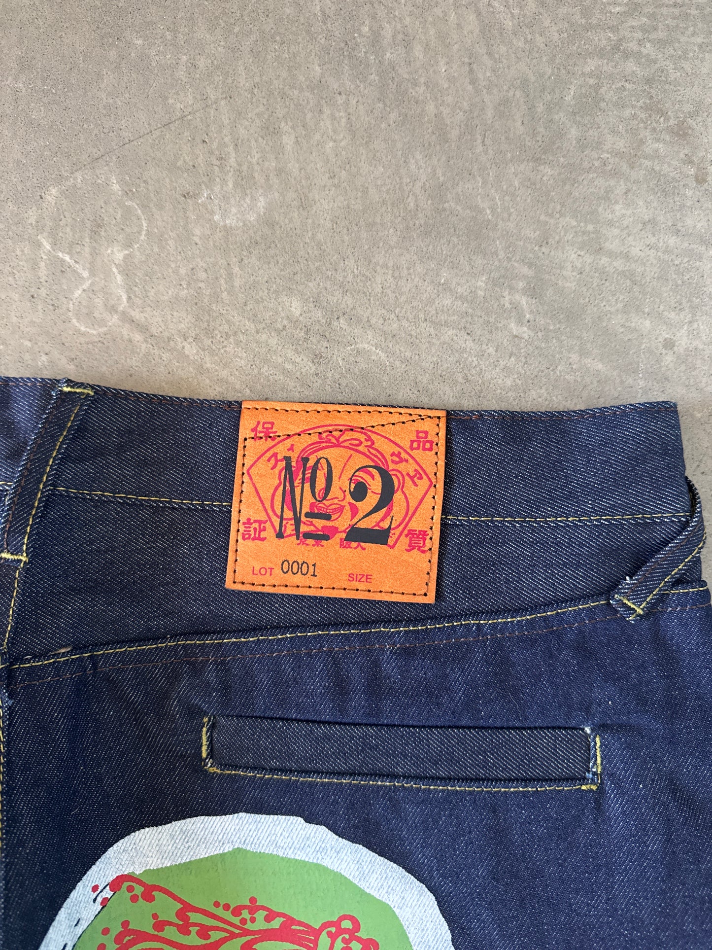 Evisu Embroidered Japanese Wave Art Salvage Denim Jeans