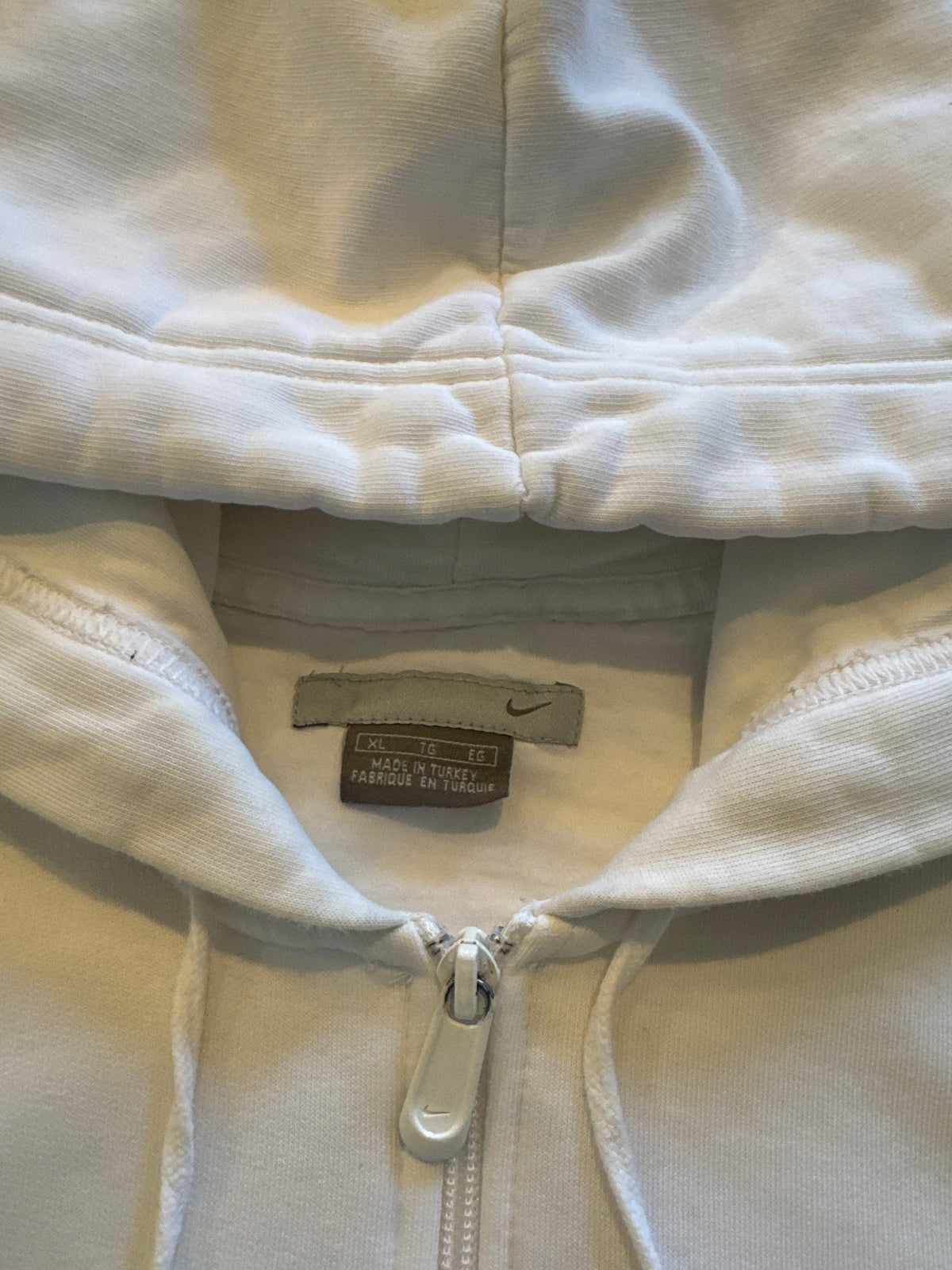 Vintage Nike White Embroidered Logo Quarter Zip Hoodie