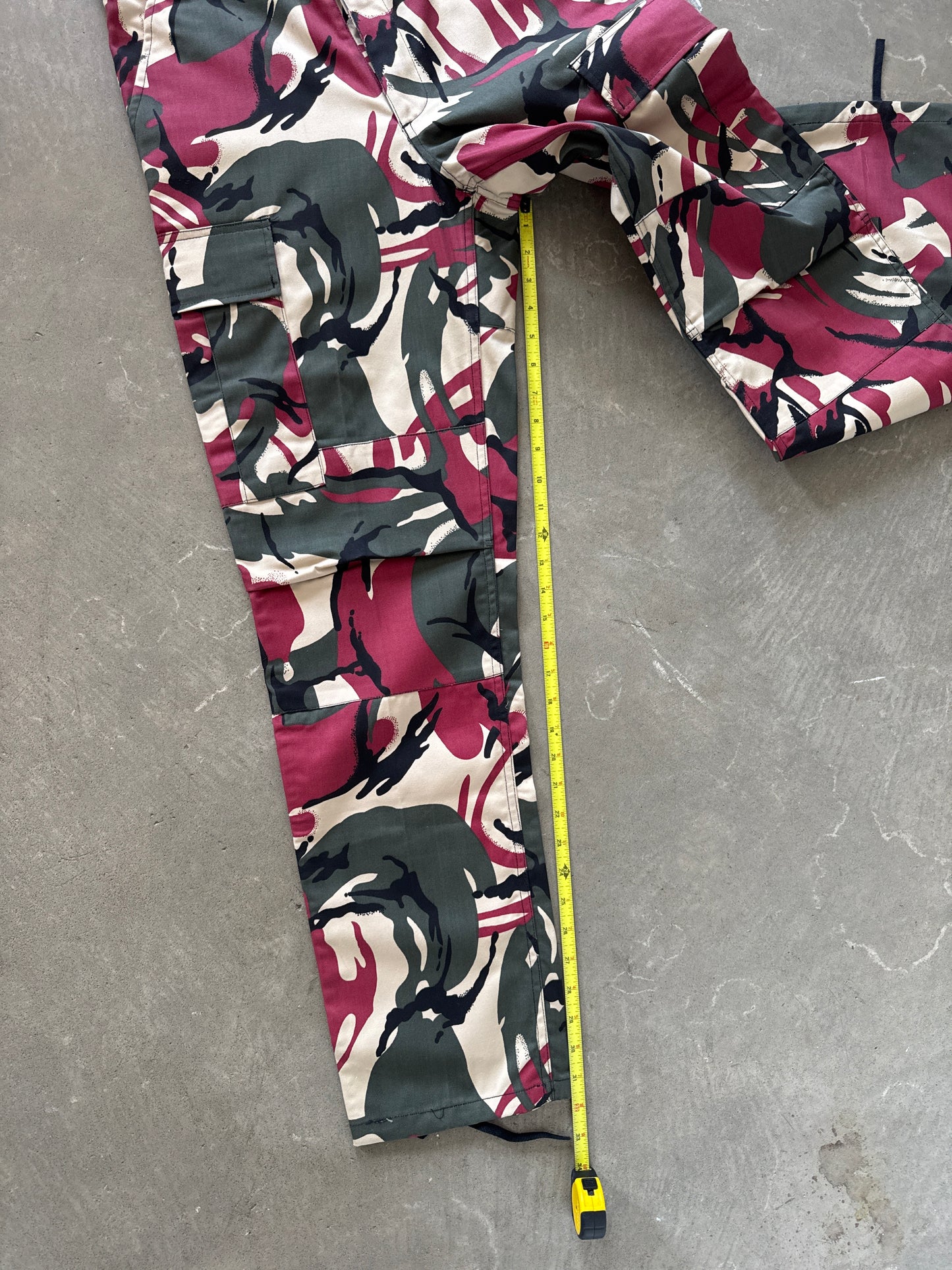 Vintage Burgundy Rhodesian Brushstroke Camo Cargo Pants