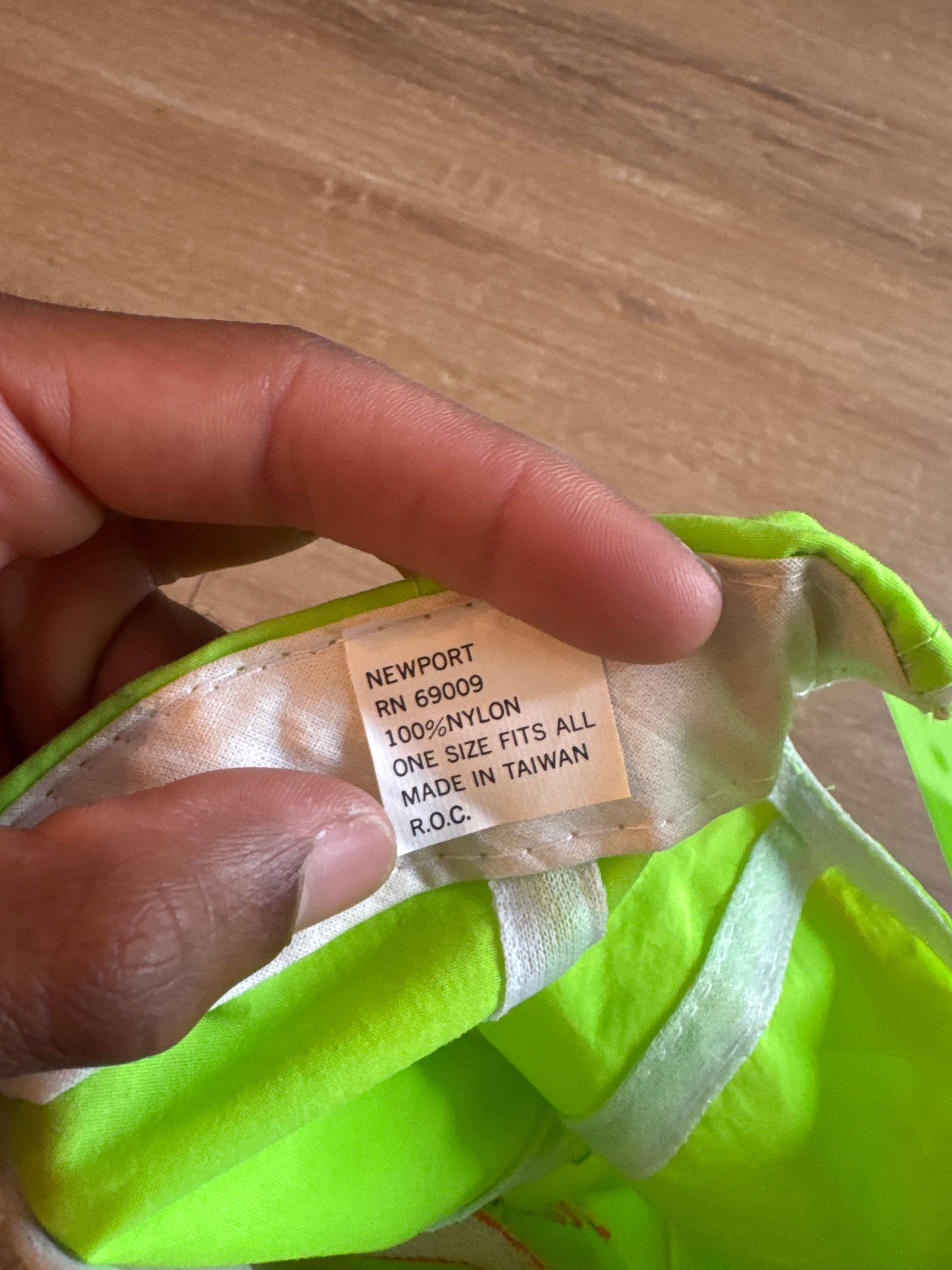 Vintage Newport Embroidered Logo Neon Green Snapback Hat