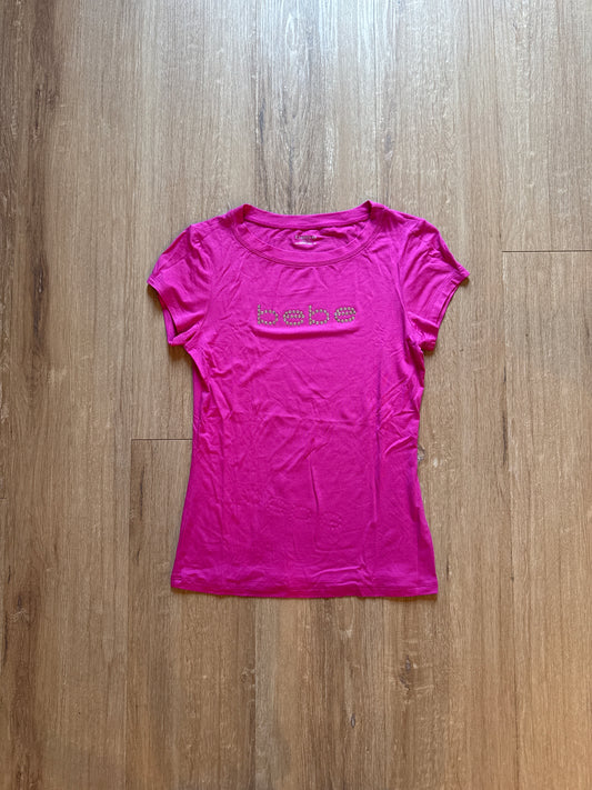 Y2K Women’s Bebe Bedazzled Logo Pink Tee