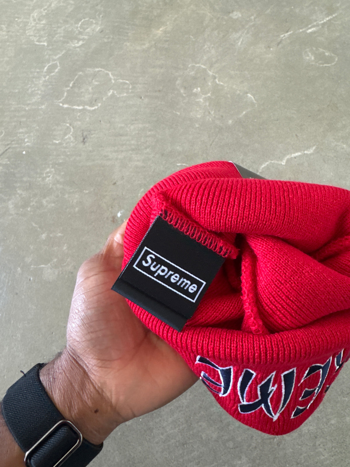 Supreme New Era Action Red Navy Beanie (FW26)