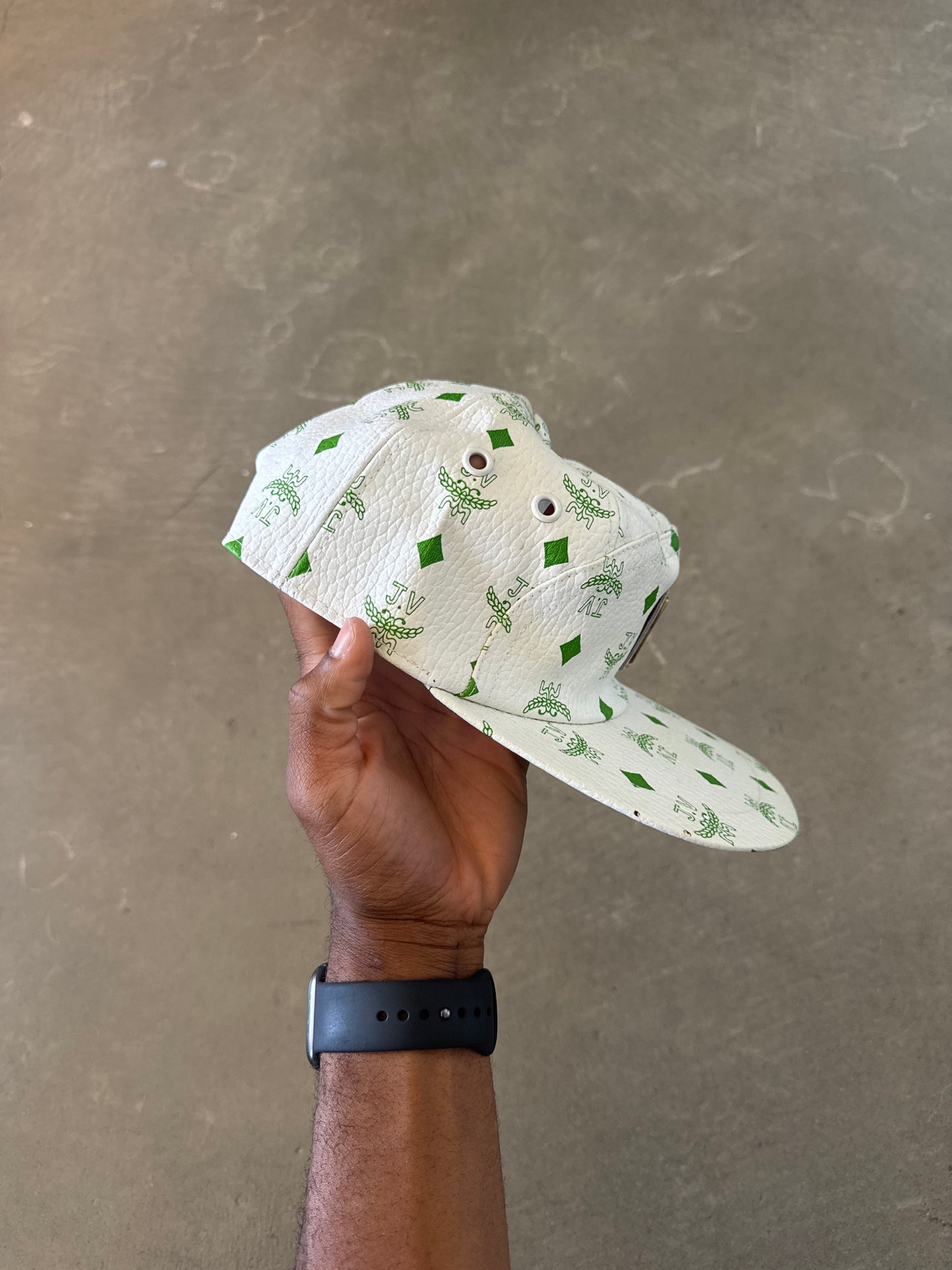 Vintage J.V Monogram Leather Snapback Hat