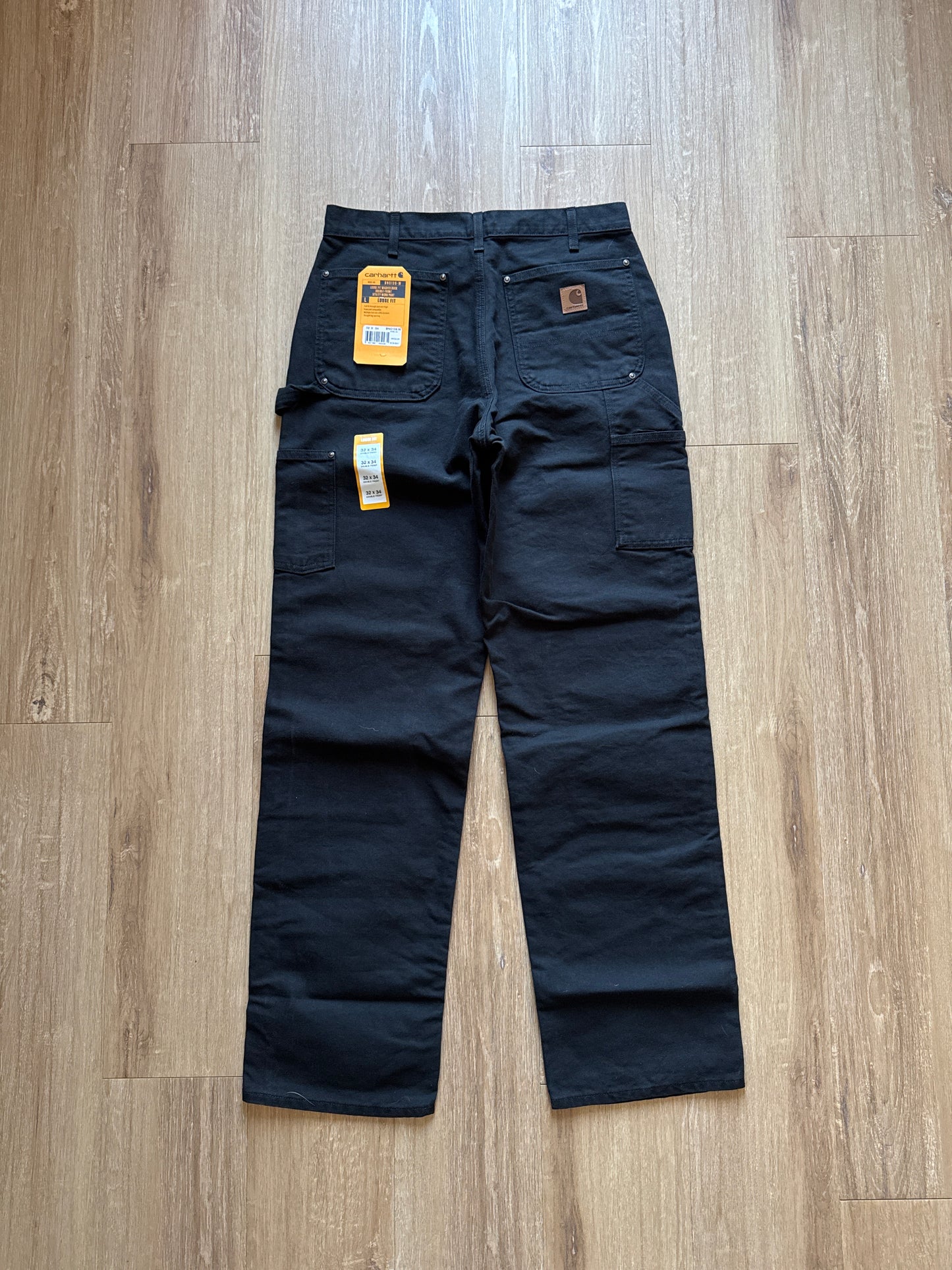 Carhartt Black Loose Fit Washed Dunk Double Front Utility Work Double Knee Pants