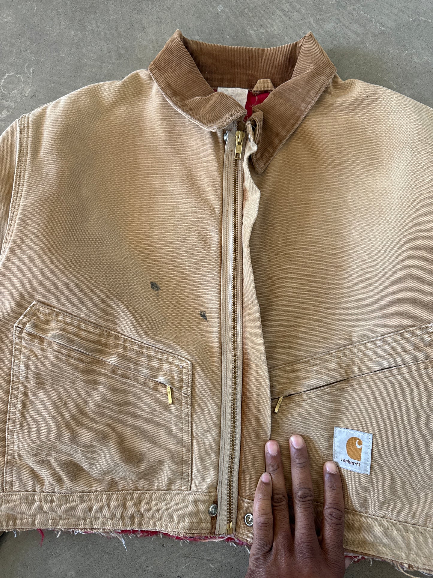 Carhartt Women’s Cropped Distressed Tan Jacket