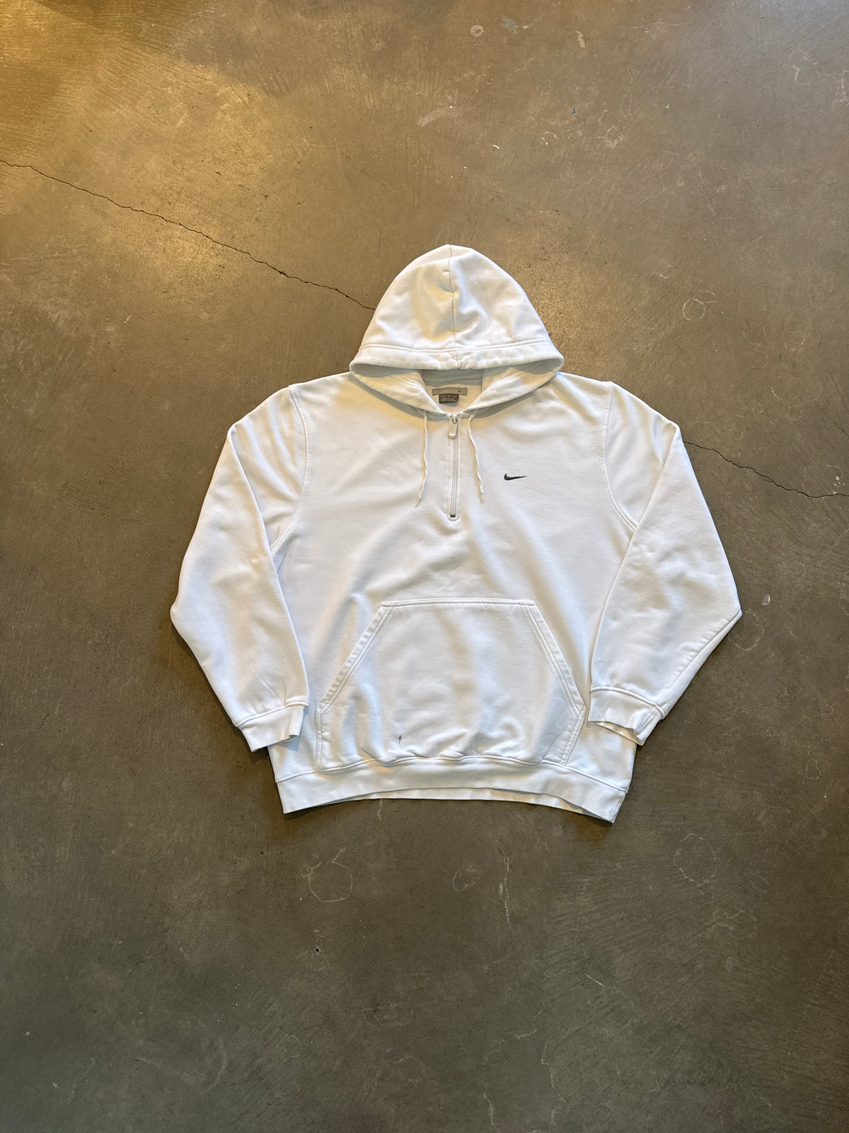 Vintage Nike White Embroidered Logo Quarter Zip Hoodie
