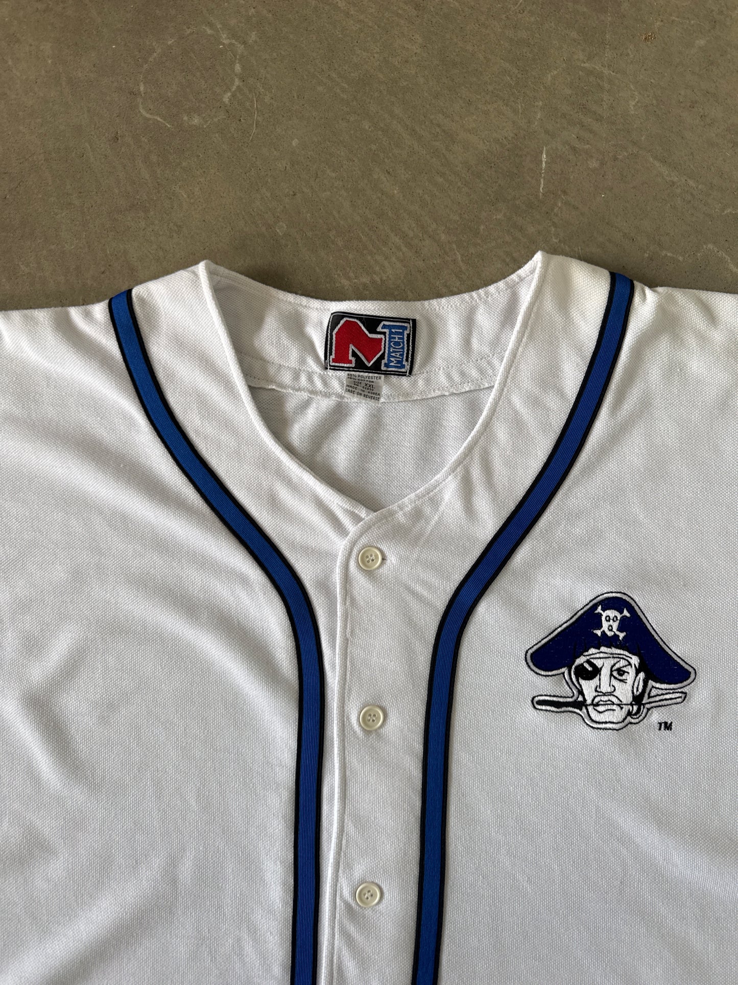 Vintage 90s Hampton University Pete The Pirate Embroidered Baseball Jersey