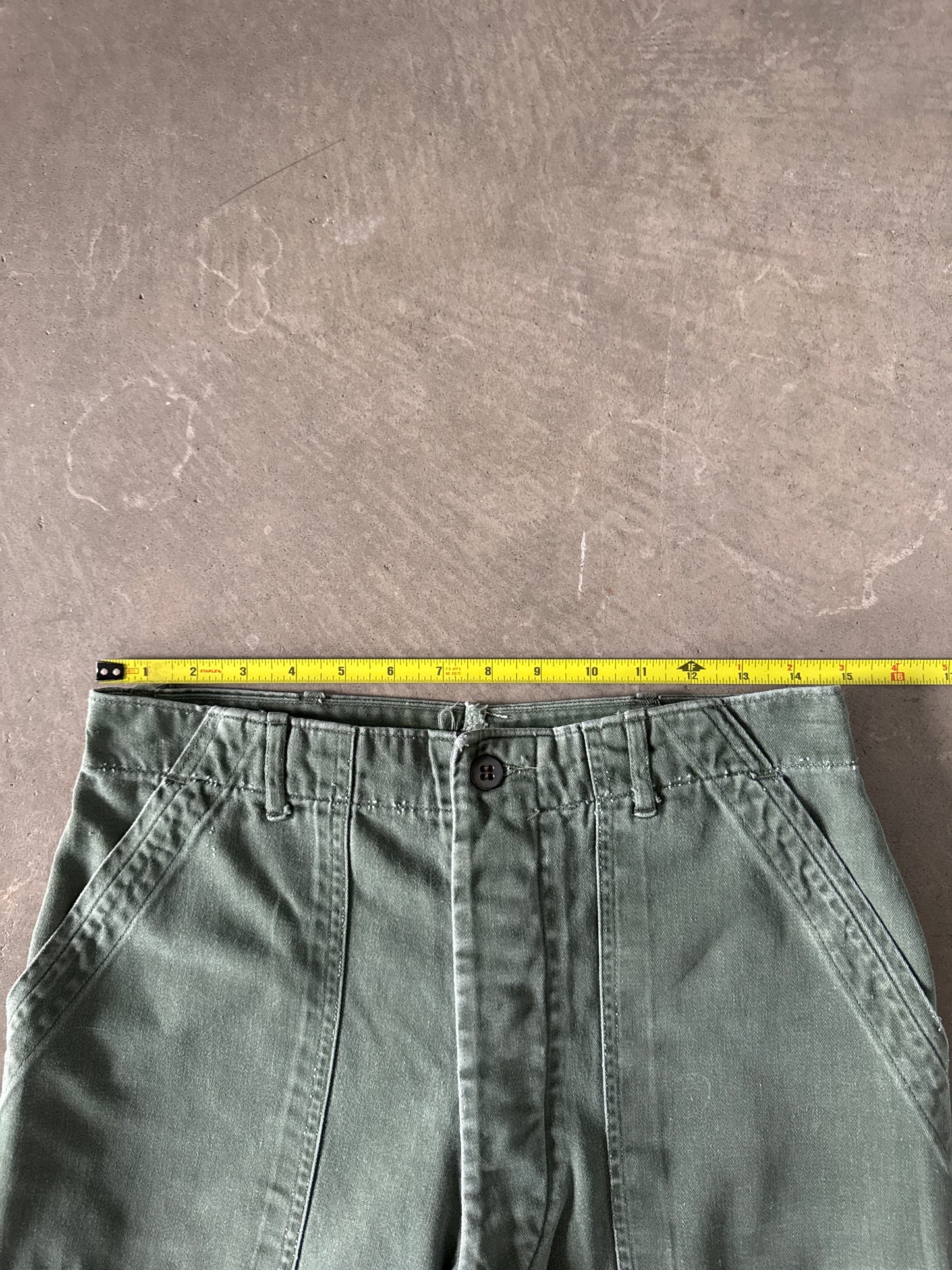 Vintage 70s Vietnam Era OG-107 Military Utility US Army Fatigue Olive Green Trousers
