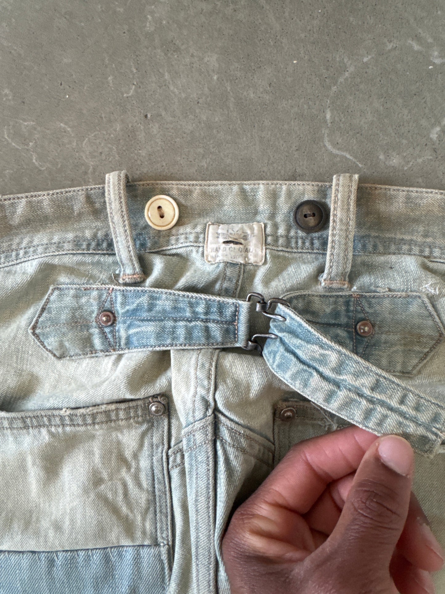 RRL by Polo Ralph Lauren Indigo Distressed Patchwork Selvedge Denim Jeans