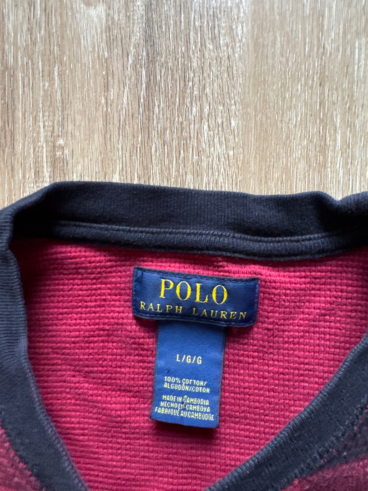 Polo Ralph Lauren Youth Plaid Red Black Thermal Long Sleeve