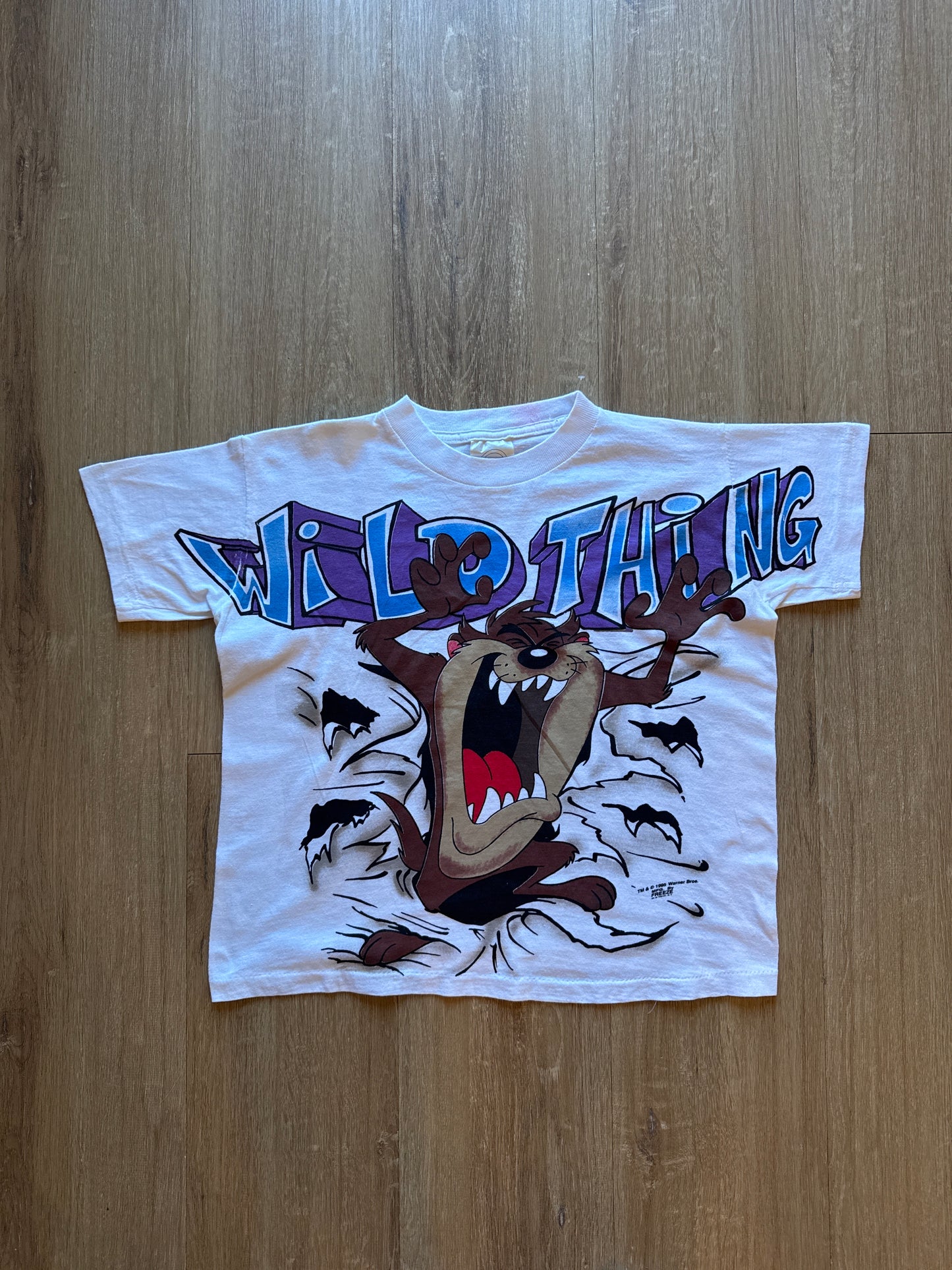 Vintage Youth 1995 Warner Bros Taz Wild Thing All Over Print Tee