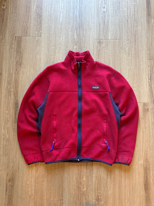 Vintage 90s Patagonia PEF Fleece Retro USA-Made Red Fleece Jacket
