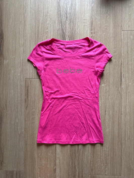 Y2K Women’s Bebe Bedazzled Logo Pink Tee