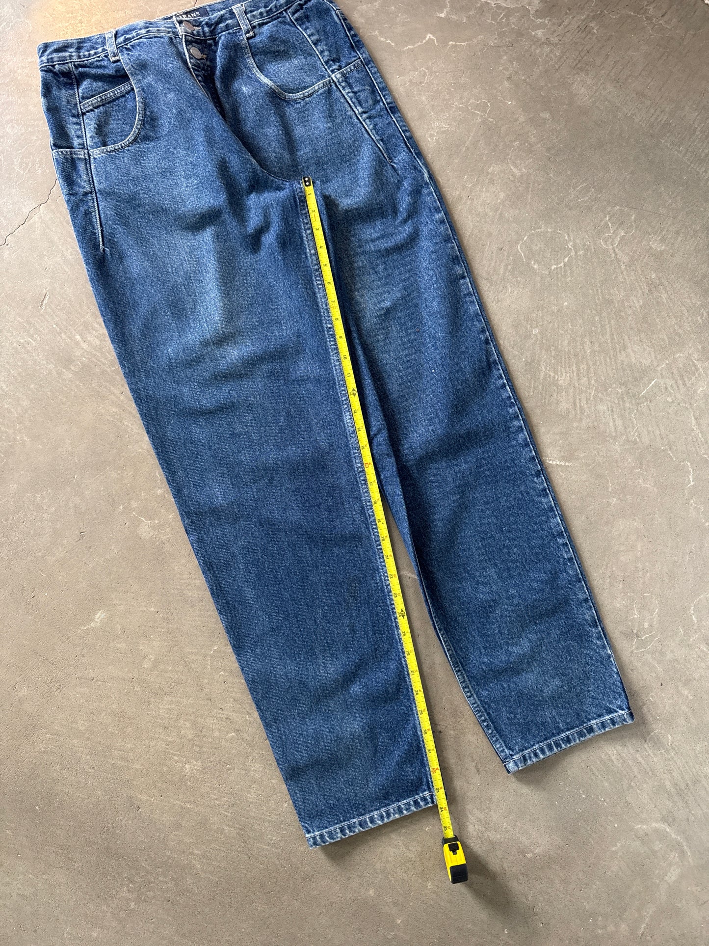 Vintage 90s Guess Jeans Pascal Loose Fit Tapered Leg Dark Washed Denim Jeans