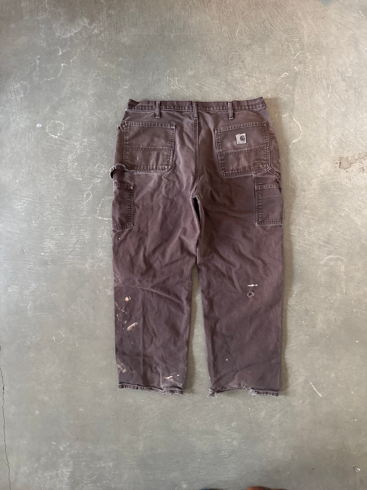 Vintage Carhartt Faded Distressed Brown Dungaree Fit Carpenter Pants