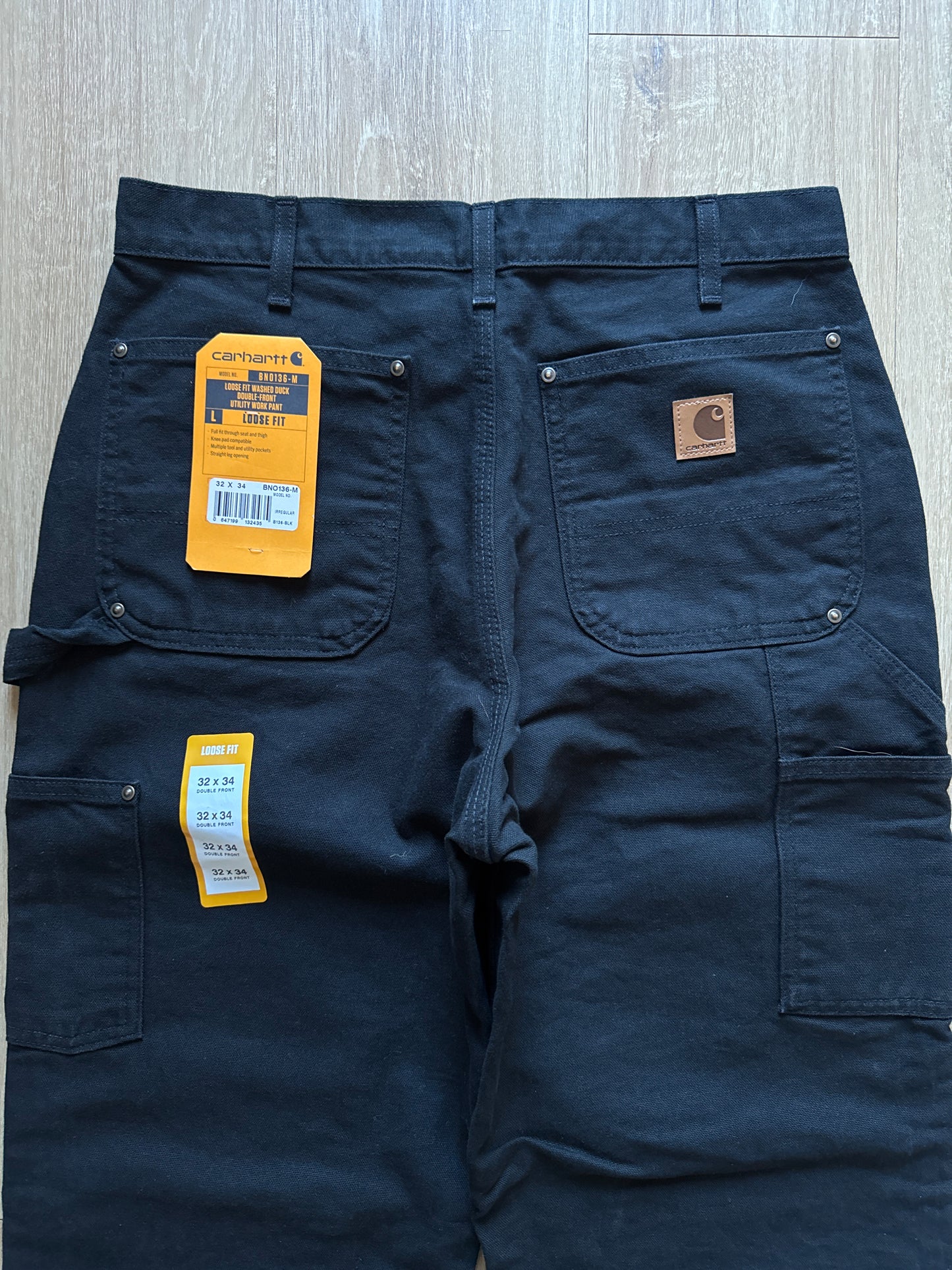 Carhartt Black Loose Fit Washed Dunk Double Front Utility Work Double Knee Pants