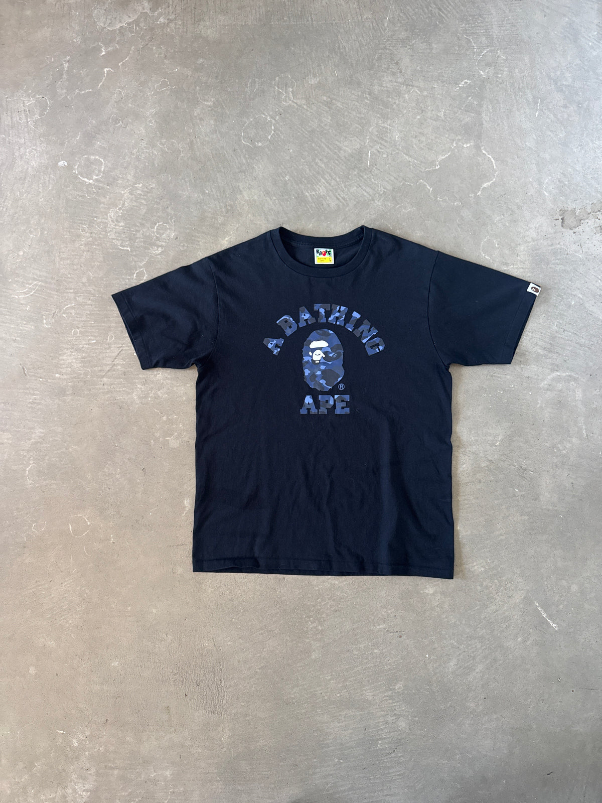 A Bathing Ape Bape Blue Camo College Logo Tee