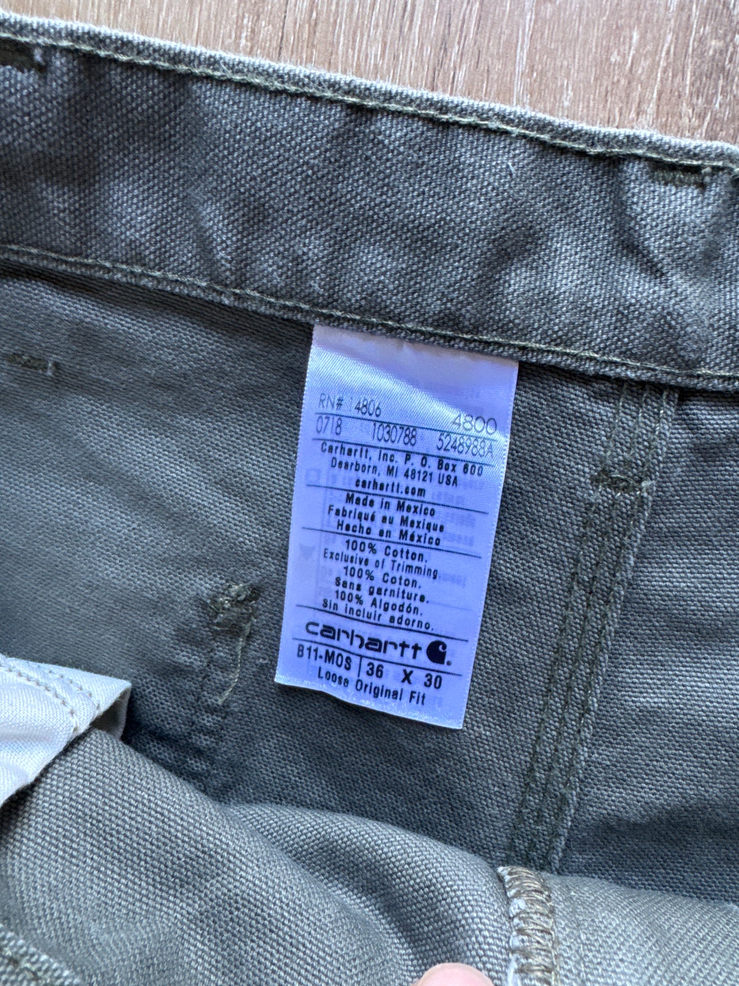 Carhartt Olive Green Loose Original Fit Carpenter Pants