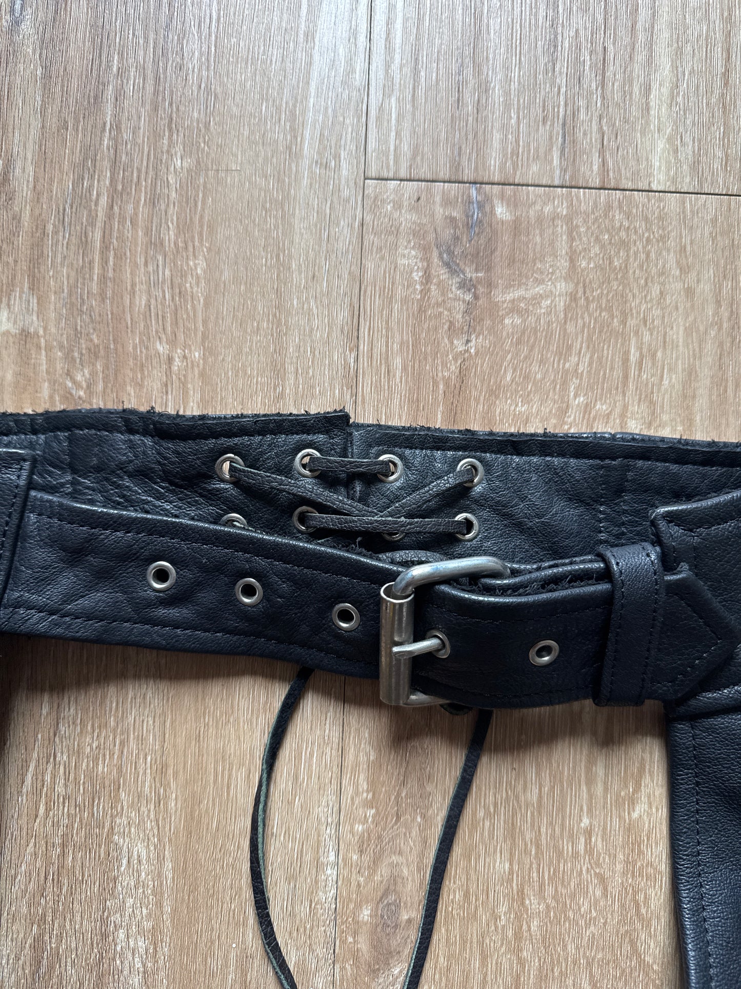 Vintage Leather Craft USA Black Leather Chaps Motorcycle Biker Pants