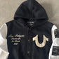 True Religion Black Patch Logo Wool Blend Bomber Jacket