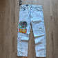 Vintage 90s B-29 Bomber Malcolm X By Ant Means Necessary Light Washed Denim Patched Jeans