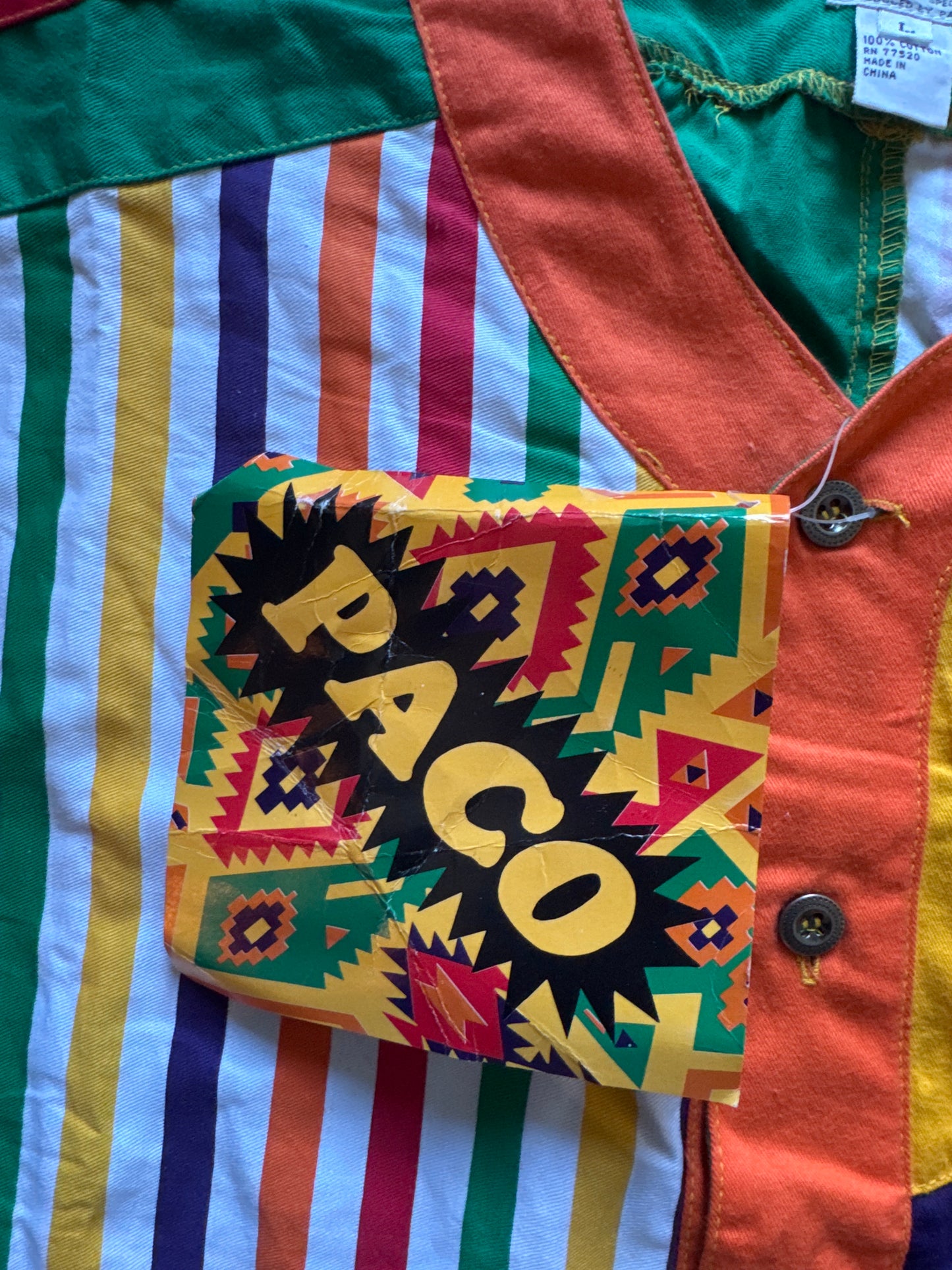 Vintage 90s Paco Funky Will Smith Fresh Prince Of Bel-Air Pocket Logo Button Up Shirt