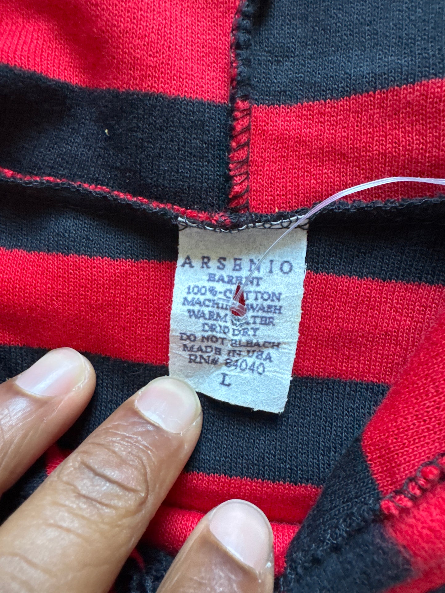 Vintage 90s Arsenio Red Black Stripe Fleece Fresh Prince Hoodie